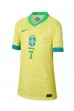 Fotbalové Dres Brazílie Vinicius Junior #7 Dámské Domácí Oblečení Copa America 2024 Krátký Rukáv